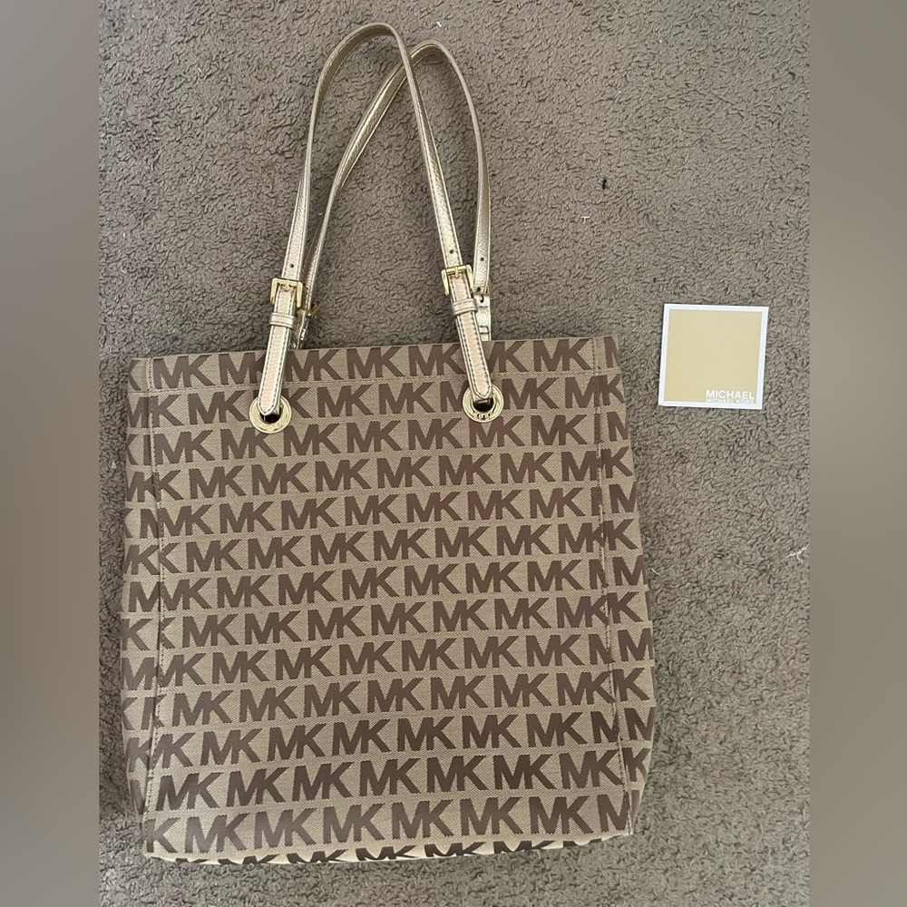 Authentic Michael Kors Tote Bag Shoulder Purse "MK" Print